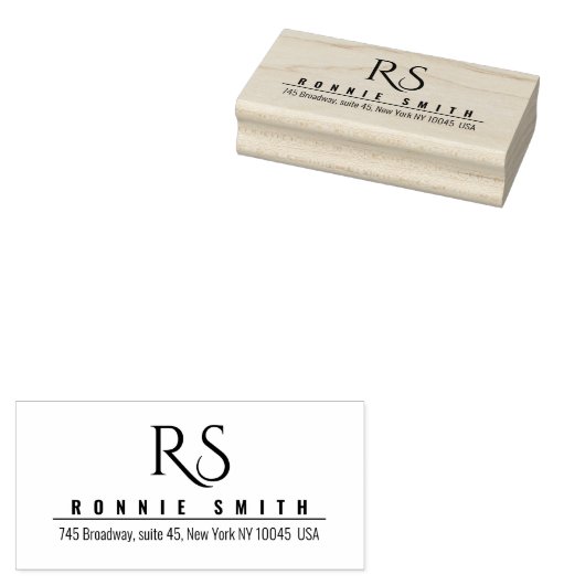 Moderne Monogram Houten Kunststempel Rubberstempel (Gestempeld)