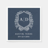 Moderne Monogram Huwelijk Marine Blauwe Kreeft Servet (Voorkant)