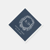 Moderne Monogram Huwelijk Marine Blauwe Kreeft Servet (Hoek)