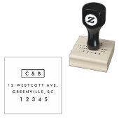 Moderne Monogram Huwelijksbriefpapier Retouradres Rubberstempel (Gestempeld)
