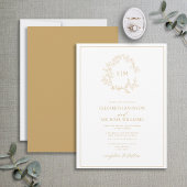 Moderne Monogram Huwelijkskrultang met Goudkleurig Kaart