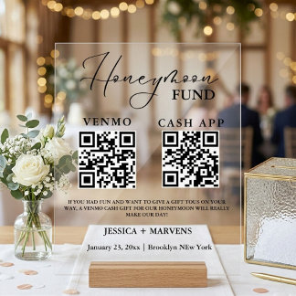 Moderne Monogram  huwelijksreis honeymoon fund QR- Acryl Bord