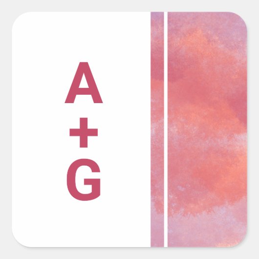 Moderne Monogram Huwelijkssticker Vierkante Sticker (Voorkant)