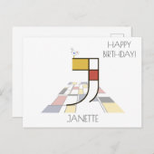 Moderne monogram in kunststijl. Letter J Briefkaart (Voorkant / Achterkant)