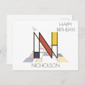 Moderne monogram in kunststijl. Letter N Briefkaart (Voorkant / Achterkant)