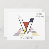 Moderne monogram in kunststijl. Letter V Briefkaart (Voorkant / Achterkant)