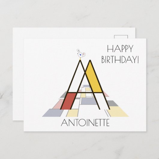 Moderne monogram in kunstzinnige stijl. Letter A Briefkaart (Voorkant / Achterkant)