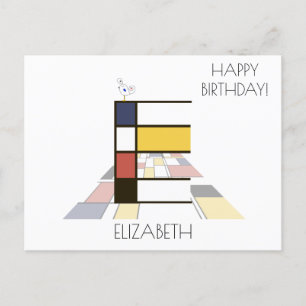 Moderne monogram in kunstzinnige stijl. Letter E Briefkaart