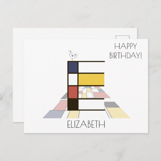 Moderne monogram in kunstzinnige stijl. Letter E Briefkaart (Voorkant / Achterkant)