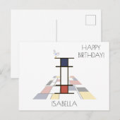 Moderne monogram in kunstzinnige stijl. Letter I Briefkaart (Voorkant / Achterkant)