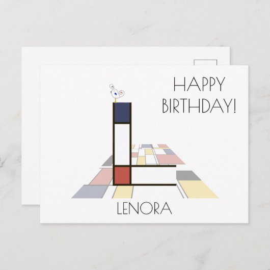 Moderne monogram in kunstzinnige stijl. Letter L Briefkaart (Voorkant / Achterkant)