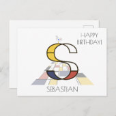 Moderne monogram in kunstzinnige stijl. Letter S Briefkaart (Voorkant / Achterkant)