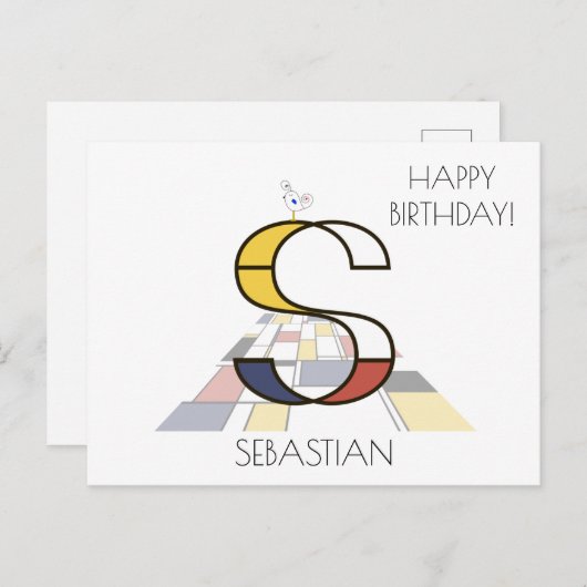 Moderne monogram in kunstzinnige stijl. Letter S Briefkaart (Voorkant / Achterkant)