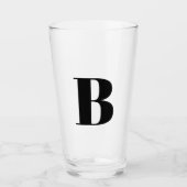 Moderne Monogram Initiaal Bierglas Glas (Voorkant)