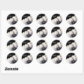 Moderne Monogram Initiaal Bloem Zwart Bruiloft Ronde Sticker (Vel)