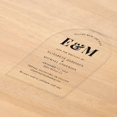 Moderne Monogram Initiaal Boog Save The Date Acryl Uitnodigingen (Laagn)