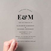 Moderne Monogram Initiaal Boog Save The Date Acryl Uitnodigingen (Insitu (Draagbaar))