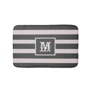Moderne Monogram Initiaal Chic Eenvoudig Gestreept Badmat