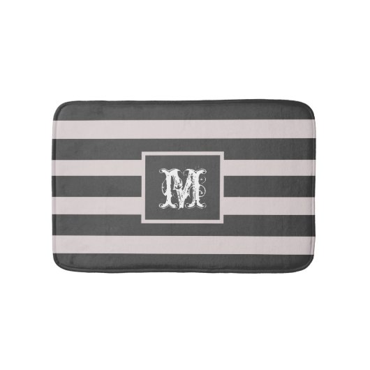 Moderne Monogram Initiaal Chic Eenvoudig Gestreept Badmat (Voorkant)
