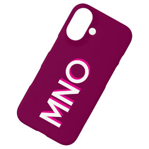 Moderne Monogram Initiaal Donkerroze Bordeaux iPhone 16 Hoesje