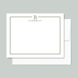 Moderne Monogram Initiaal Dunne Rand Professioneel Notitiekaartje