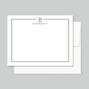 Moderne Monogram Initiaal Dunne Rand Professioneel Notitiekaartje