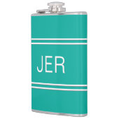 Moderne Monogram Initiaal Eenvoudig Zeegroen Heupfles (Links)