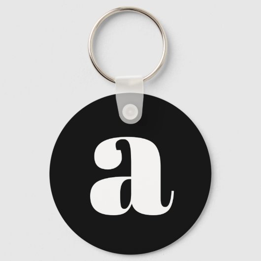 Moderne Monogram Initiaal Eenvoudig Zwart Wit Sleutelhanger (Voorkant)