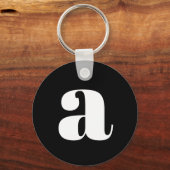 Moderne Monogram Initiaal Eenvoudig Zwart Wit Sleutelhanger (Achterkant)