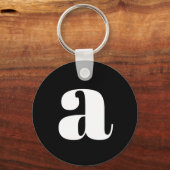 Moderne Monogram Initiaal Eenvoudig Zwart Wit Sleutelhanger (Voorkant)