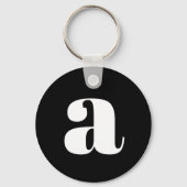 Moderne Monogram Initiaal Eenvoudig Zwart Wit Sleutelhanger (Achterkant)