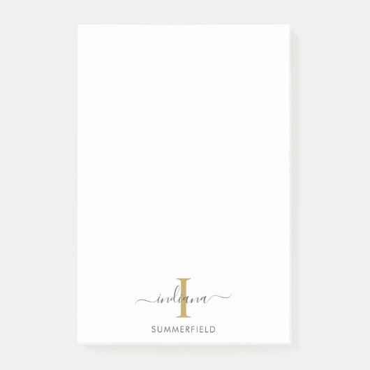 Moderne Monogram Initiaal Elegant Schrift Zakelijk Post-it® Notes (Voorkant)