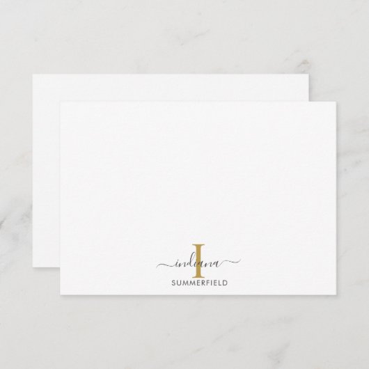 Moderne Monogram Initiaal Elegant Script Business Notitiekaartje (Voorkant / Achterkant)