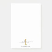 Moderne Monogram Initiaal Elegant Script Business Post-it® Notes (Voorkant)