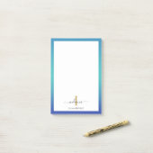 Moderne Monogram Initiaal Elegant Script Business Post-it® Notes (Op bureau)