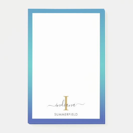 Moderne Monogram Initiaal Elegant Script Business Post-it® Notes (Voorkant)