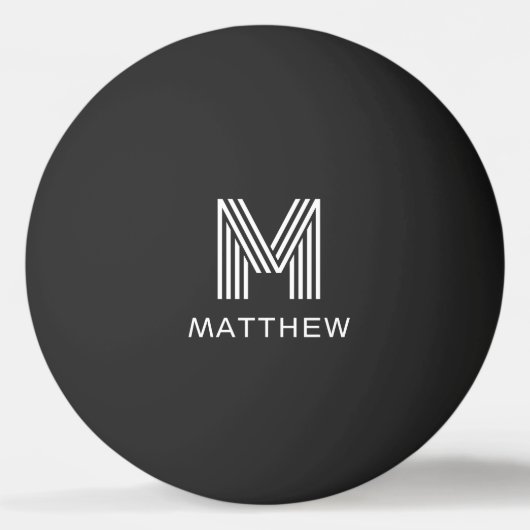 Moderne monogram initiaal en naam pingpongbal (Voorkant)
