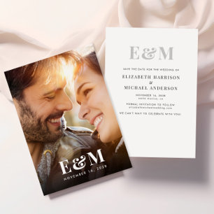 Moderne Monogram Initiaal Foto Save The Date