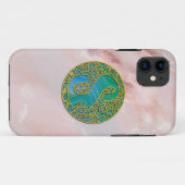 Moderne Monogram Initiaal Gouden Letter en Turquoi Case-Mate iPhone Case (Achterkant (horizontaal))