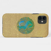 Moderne Monogram Initiaal Gouden Letter en Turquoi Case-Mate iPhone Case (Achterkant (horizontaal))