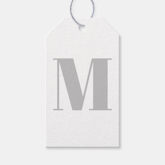 Moderne monogram initiaal grijs wit minimalistisch cadeaulabel (Voorkant)