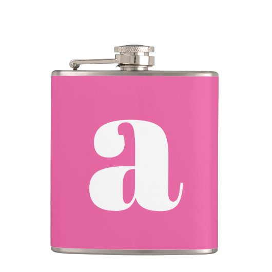 Moderne Monogram Initiaal Huwelijk Heet Roze Heupfles (Voorkant)