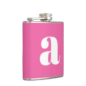Moderne Monogram Initiaal Huwelijk Heet Roze Heupfles (Rechts)