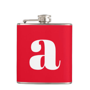 Moderne Monogram Initiaal Huwelijk Rood Heupfles