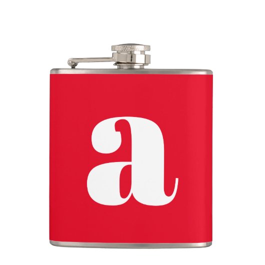 Moderne Monogram Initiaal Huwelijk Rood Heupfles (Voorkant)