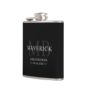 Moderne Monogram Initiaal Huwelijkscadeau voor Bru Heupfles (Links)