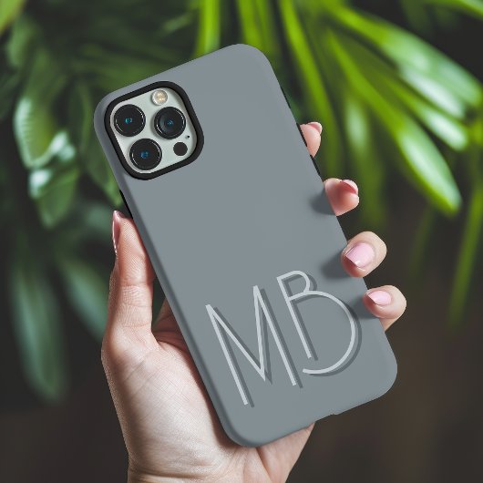 Moderne Monogram Initiaal in Grijs Pewter Contempo Case-Mate iPhone Case