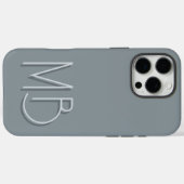 Moderne Monogram Initiaal in Grijs Pewter Contempo Case-Mate iPhone Case (Achterkant (horizontaal))