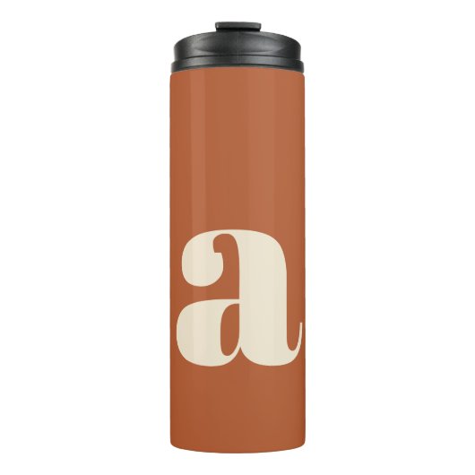 Moderne monogram initiaal in roest en crème thermosbeker (Voorkant)
