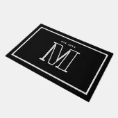 Moderne Monogram Initiaal Jaar Zwart en Wit Deurmat (Schuin)